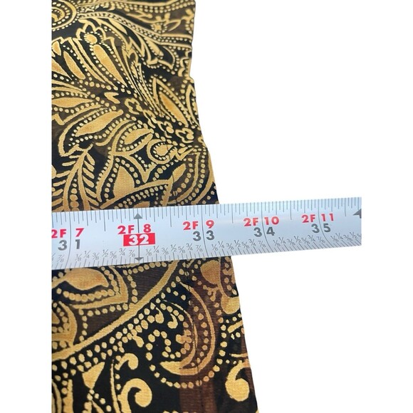 VTG Lane Bryant Designs & Co 22/24 Button Up Black Gold Paisley Tunic Sheer Top - Picture 7 of 11